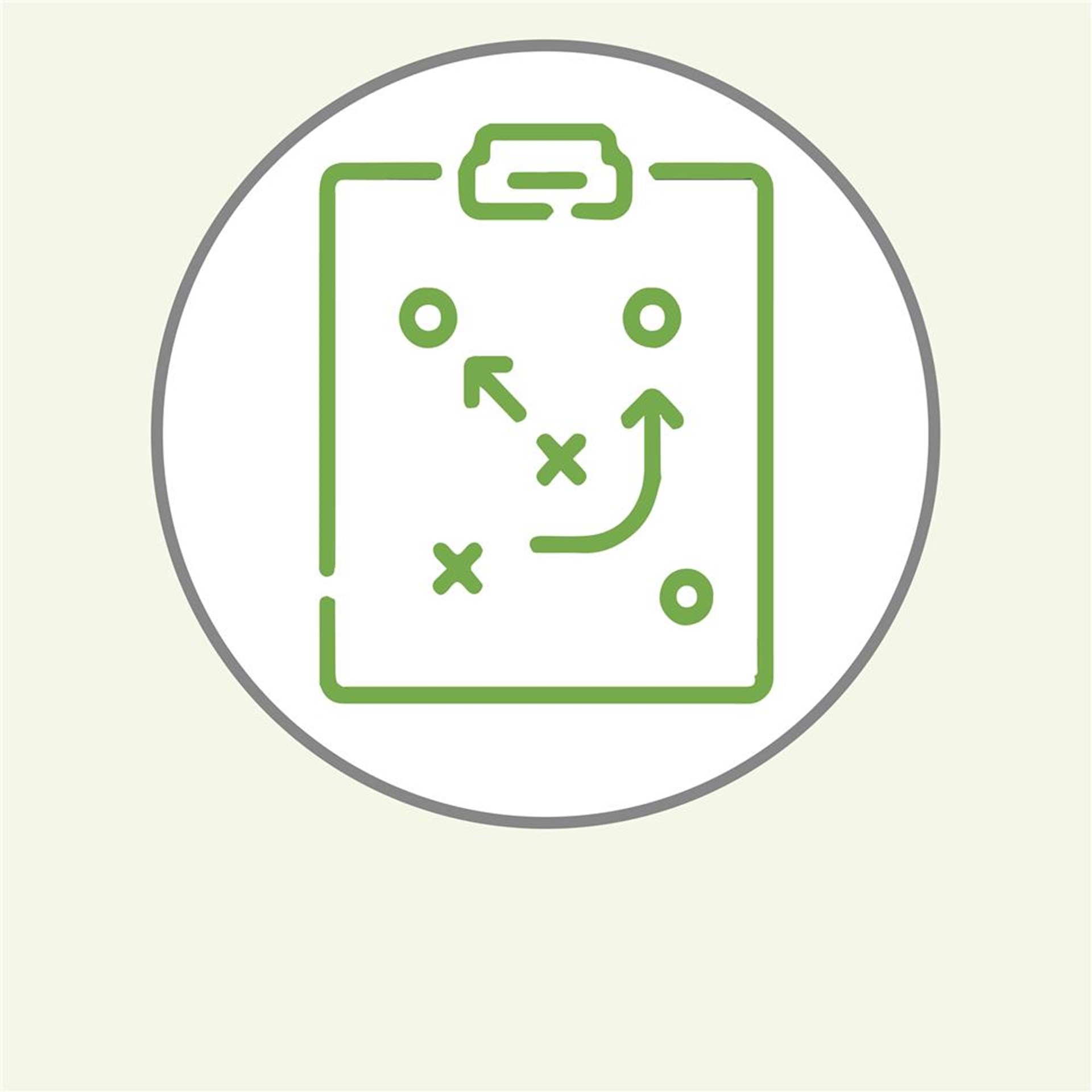 Grünes Icon mit Pfeilen und einem Clipboard, symbolisiert Aufgabenverwaltung oder Projektplanung.